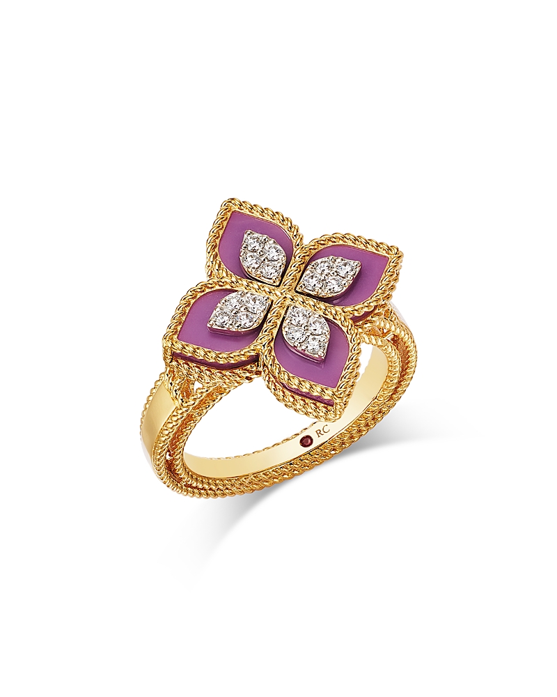 Roberto Coin 18K White & Yellow Gold Venetian Princess Phosphoiderite & Diamond Flower Ring