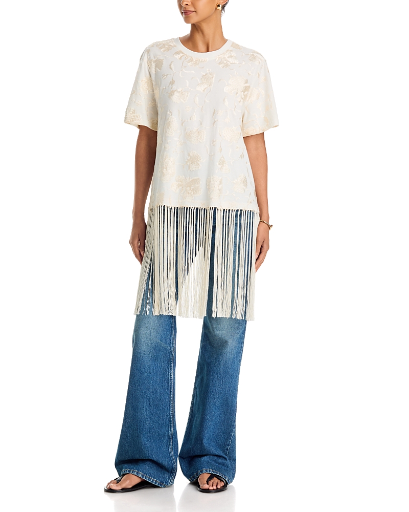 Sea Rafina Eyelet Embellished Fringe Trim Cotton Tee