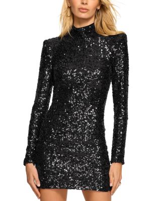Glory Mock Neck Sequin Long Sleeve Dress