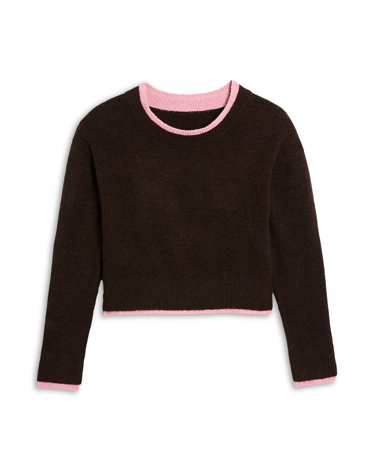 KatieJnyc Girls' Nova Contrast Trim Crew Neck Sweater - Big Kid