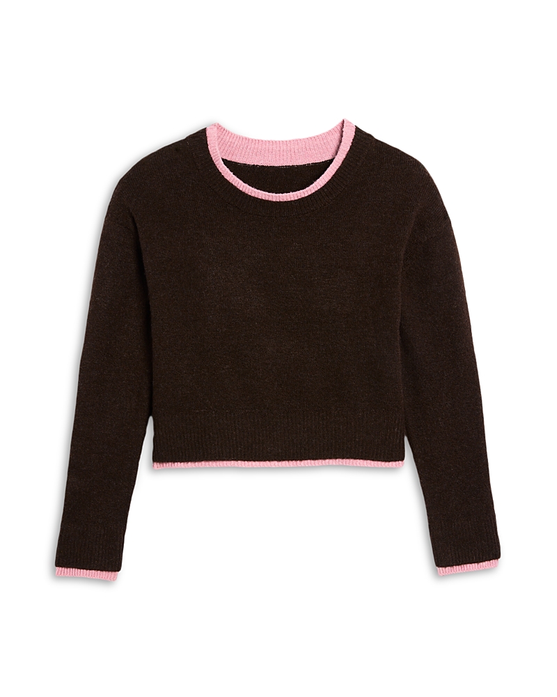 KatieJnyc Girls' Nova Contrast Trim Crew Neck Sweater - Big Kid
