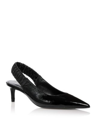 Women's Ruche Patent Leather Slingback Pumps
