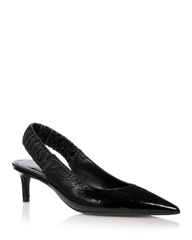 Stuart Weitzman Women's Ruche Patent Leather Slingback Pumps