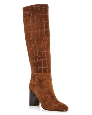 Women's Mulberry Embossed Suede Knee High Boots