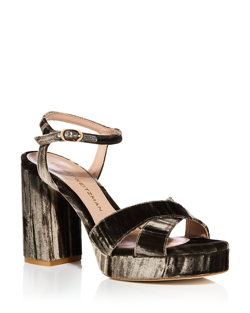 Stuart Weitzman Women's Dayna Velvet Platform Sandals