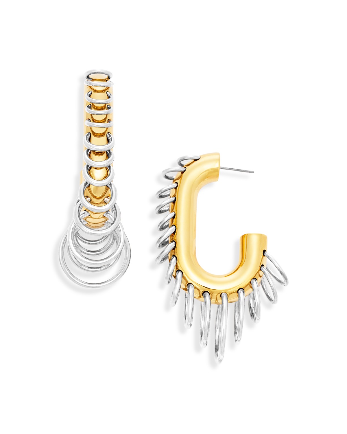 Rabanne Punk Xl Link Two Tone Hoop Earrings in Gold/Silver
