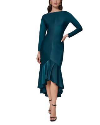 Satin High Low Flounce Hem Dress