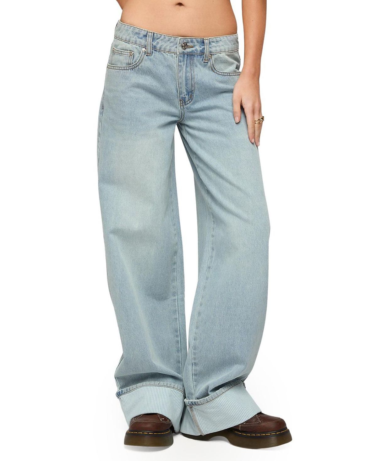 Edikted Contrast Heart Low Rise Baggy Jeans