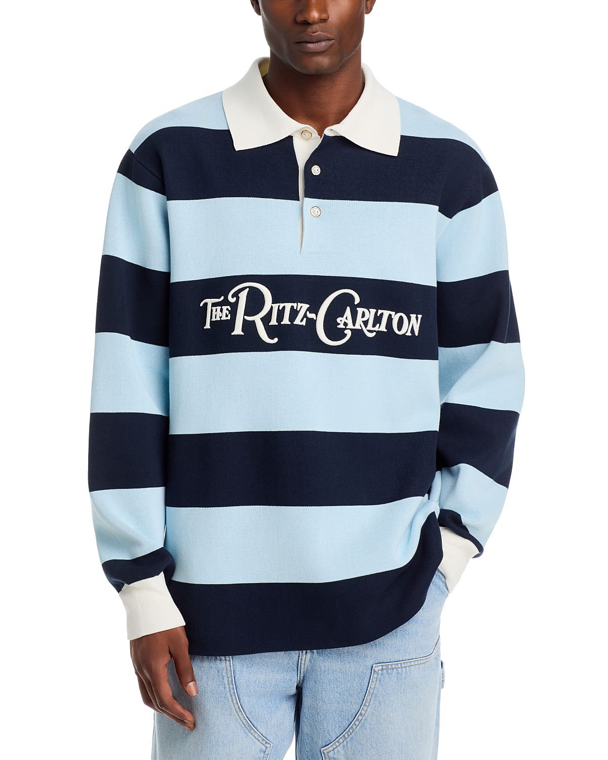 Late Checkout Ritz Carlton Stripe Cotton Rugby Polo Shirt