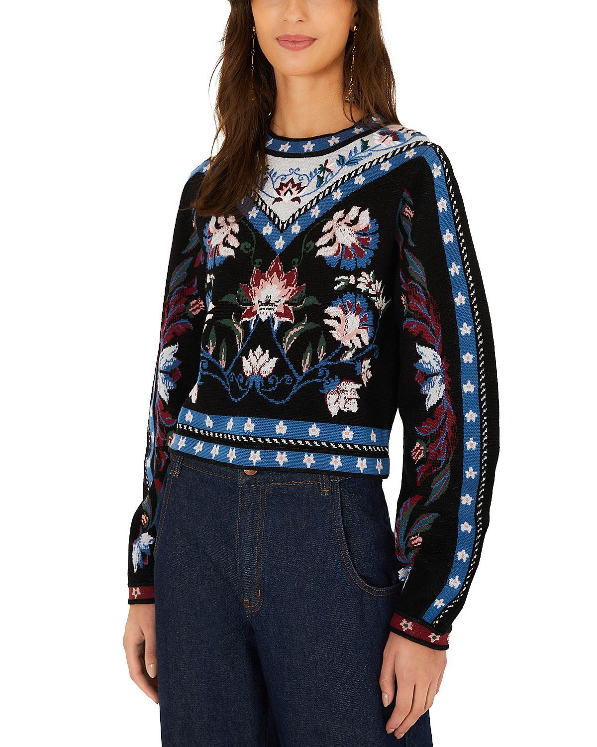 Farm Rio Natalia Wool Blend Crewneck Sweater