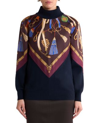 Mock Neck Mixed Media Sweater