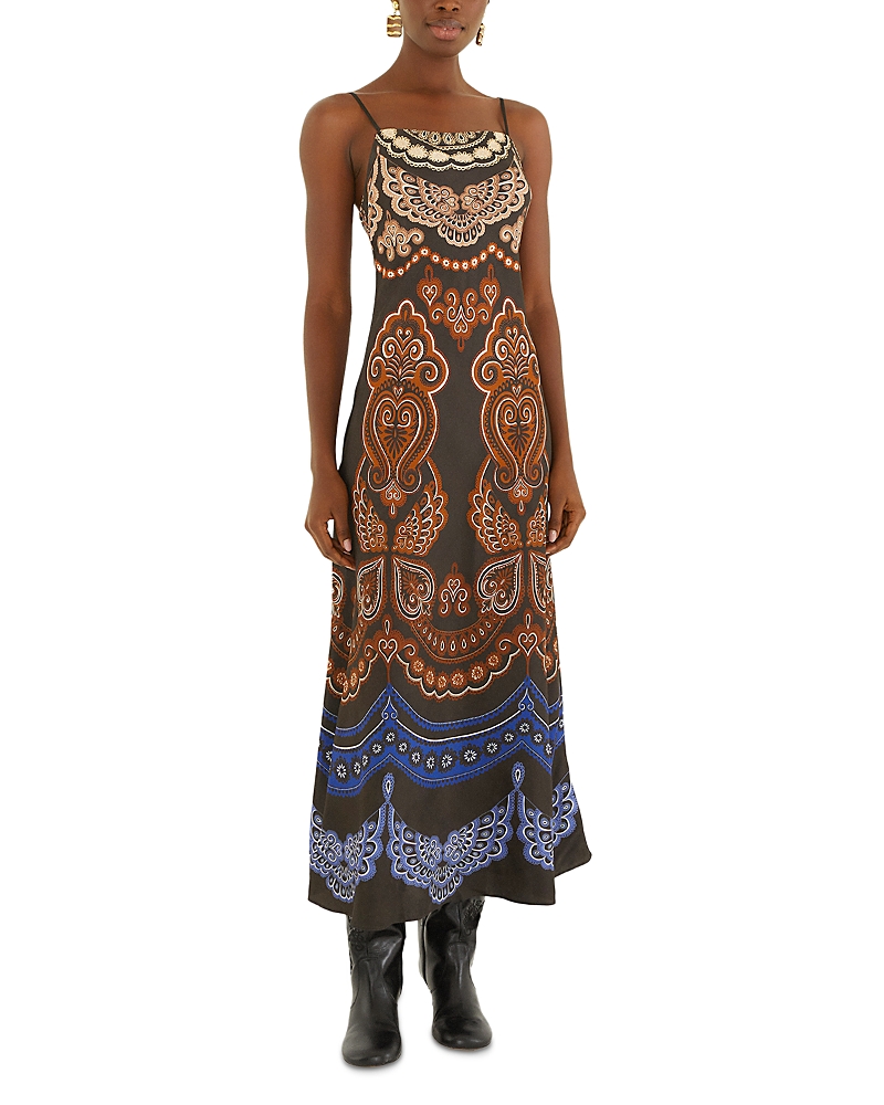 Farm Rio Nicole Black Slip Maxi Dress