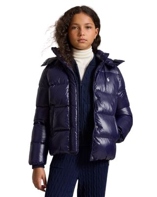 Girls' Glossy Down Hooded Jacket - Big Kid