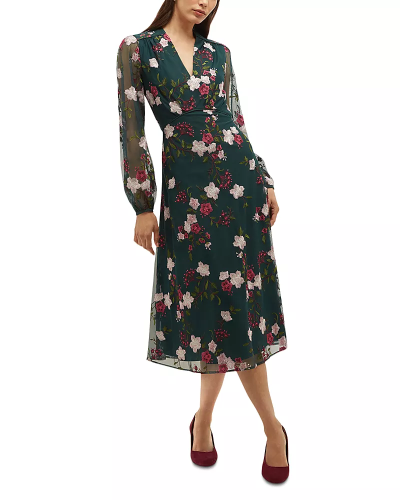 Hobbs London Flo Embroidered Midi Dress