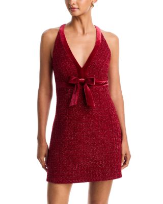 Sleeveless Tweed Bow Detail Dress - Exclusive