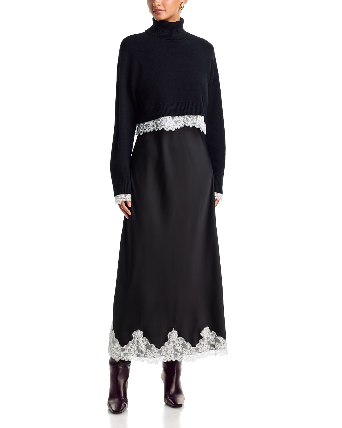 Aqua x Nicky Hilton Lace Trim Slip Dress & Sweater - Exclusive