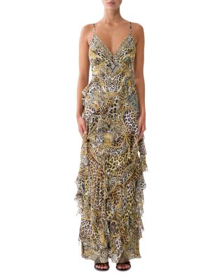 Asymmetric Ruffled Slip Dress