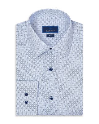 Trim Fit Geometric Print Cotton Dress Shirt