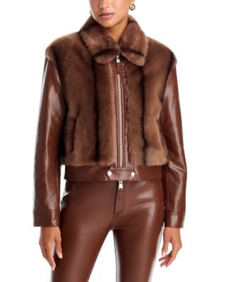 Melind Faux Fur Trim Faux Leather Jacket