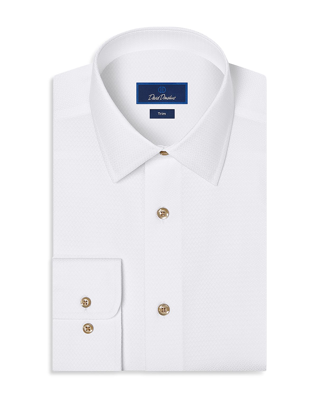 David Donahue Trim Fit Dobby Solid Dress Shirt