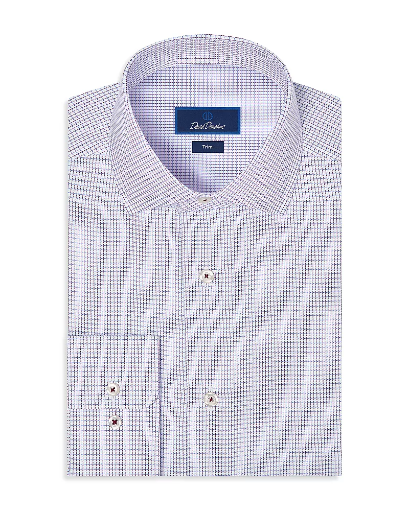 David Donahue Trim Fit Micro Check Dress Shirt