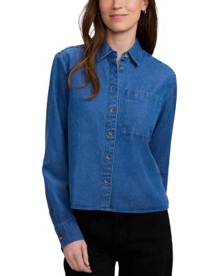 Foxcroft Jodie Cotton Button Front Denim Shirt