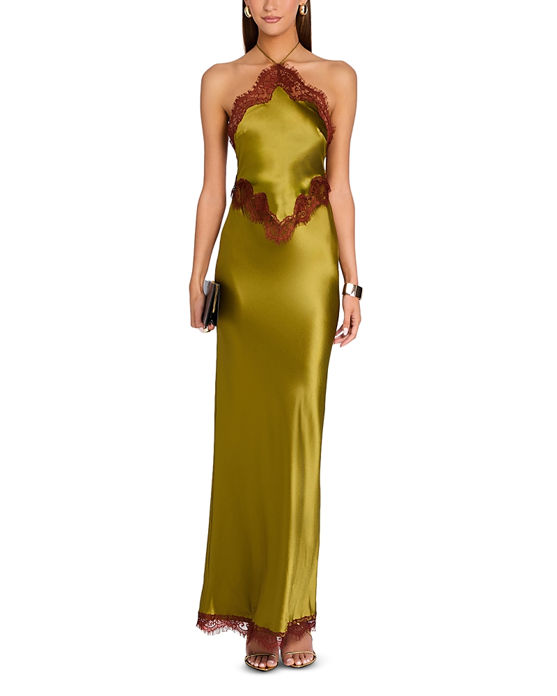Retrofete Lace Trim Halter Dress