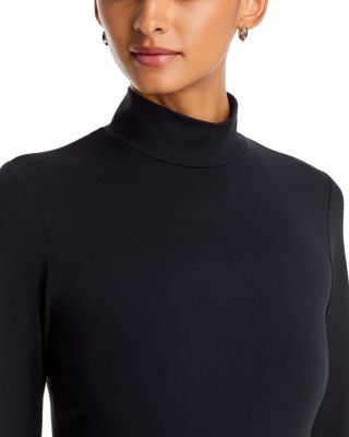 Turtleneck Mixed Media Faux Leather Dress - thumbnail 3