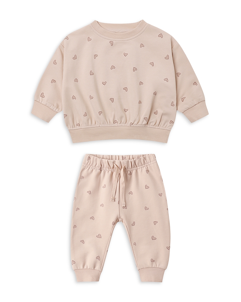 Quincy Mae Girls' Reagan Hearts Sweatshirt & Sweatpants Set - Baby