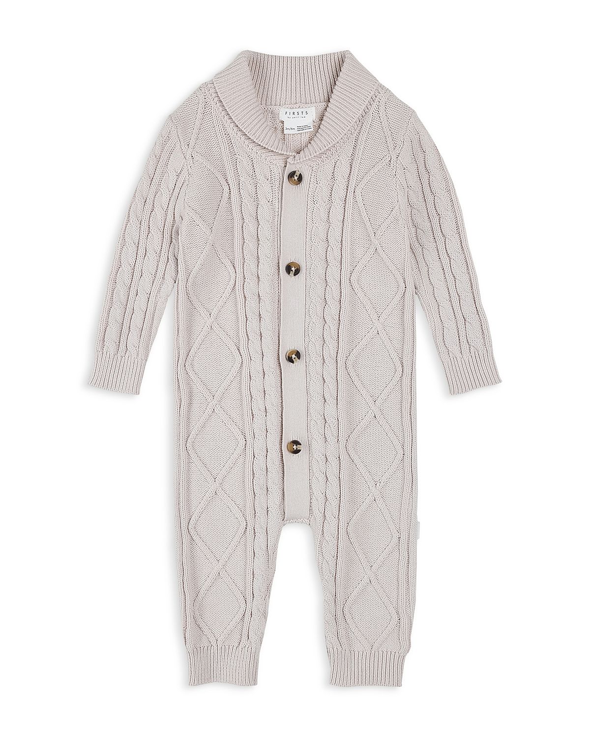 Firsts by petit lem Boys Beige Sweater Knit Playsuit - Baby
