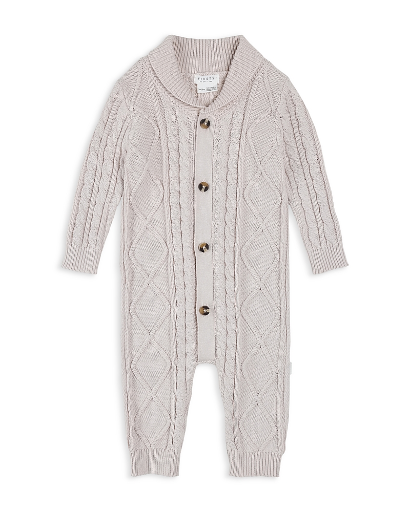 Firsts by petit lem Boys Beige Sweater Knit Playsuit - Baby