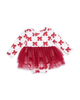 Girls' Festive Bows Long Sleeved Tutu Bodysuit Dress - Baby