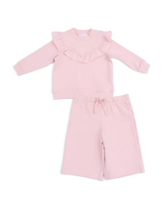 Girls' V Ruffled Shirt and Wide Leg Pants Set - Baby  