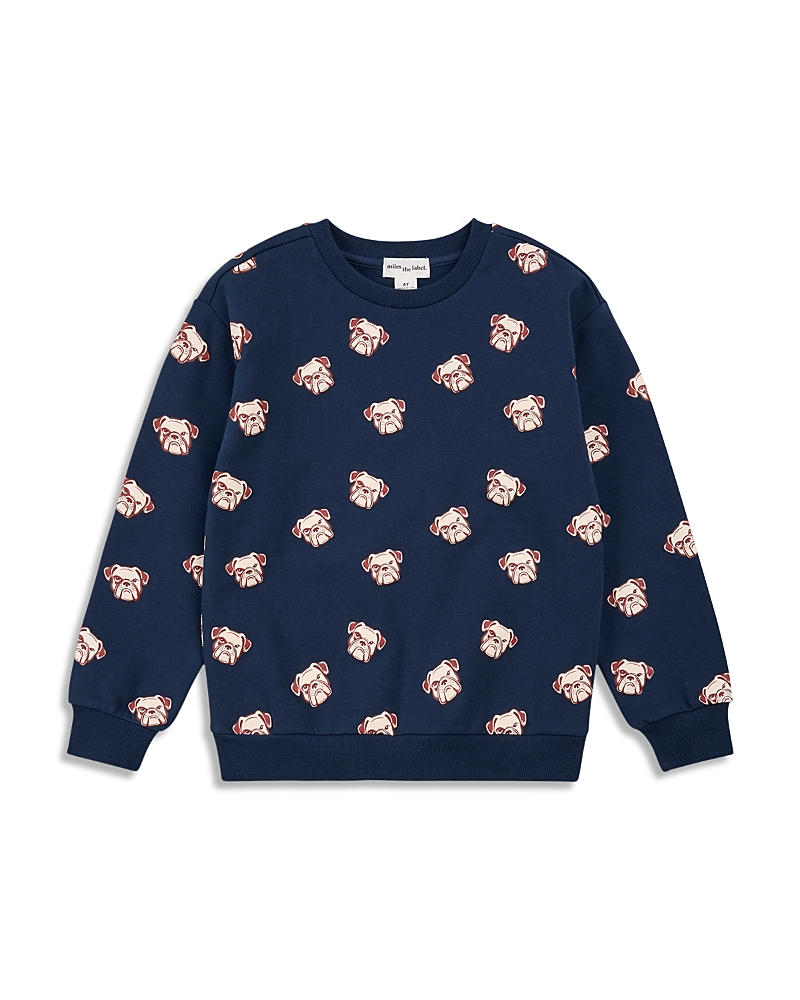 Miles The Label Boys Bulldogs Print on Dress Blue Sweatshirt - Little Kid, Big Kid