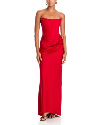 Long Scuba Strapless Gown - Exclusive