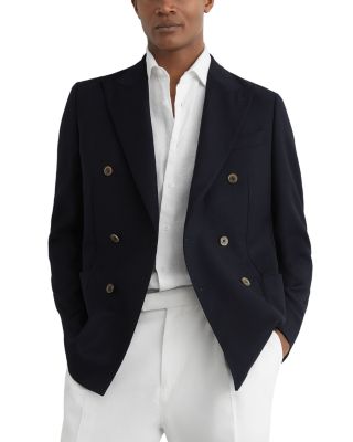 Osteria Tailored Fit Double Breasted Peak Herringbone Blazer