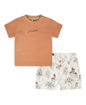 Boys' Cotton Rib Jersey T-Shirt and Organic Cotton Jersey Zebra Print Short Set - Baby