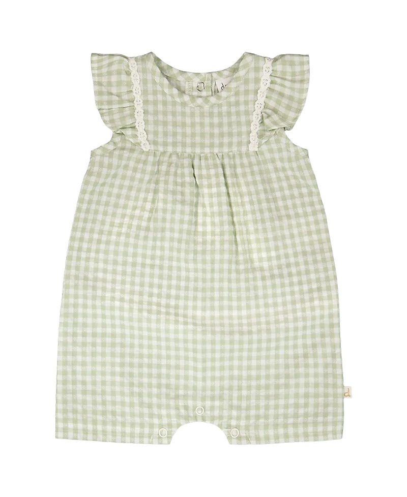 Deux par Deux Girls' Sleeveless Flutter Ruffles Gingham Romper - Baby