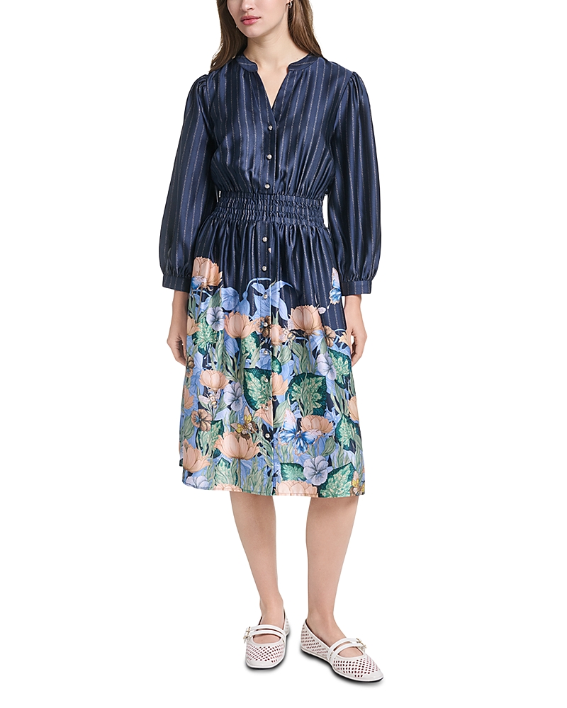 Karl Lagerfeld Paris Three Quarter Sleeve Satin Shirtdress