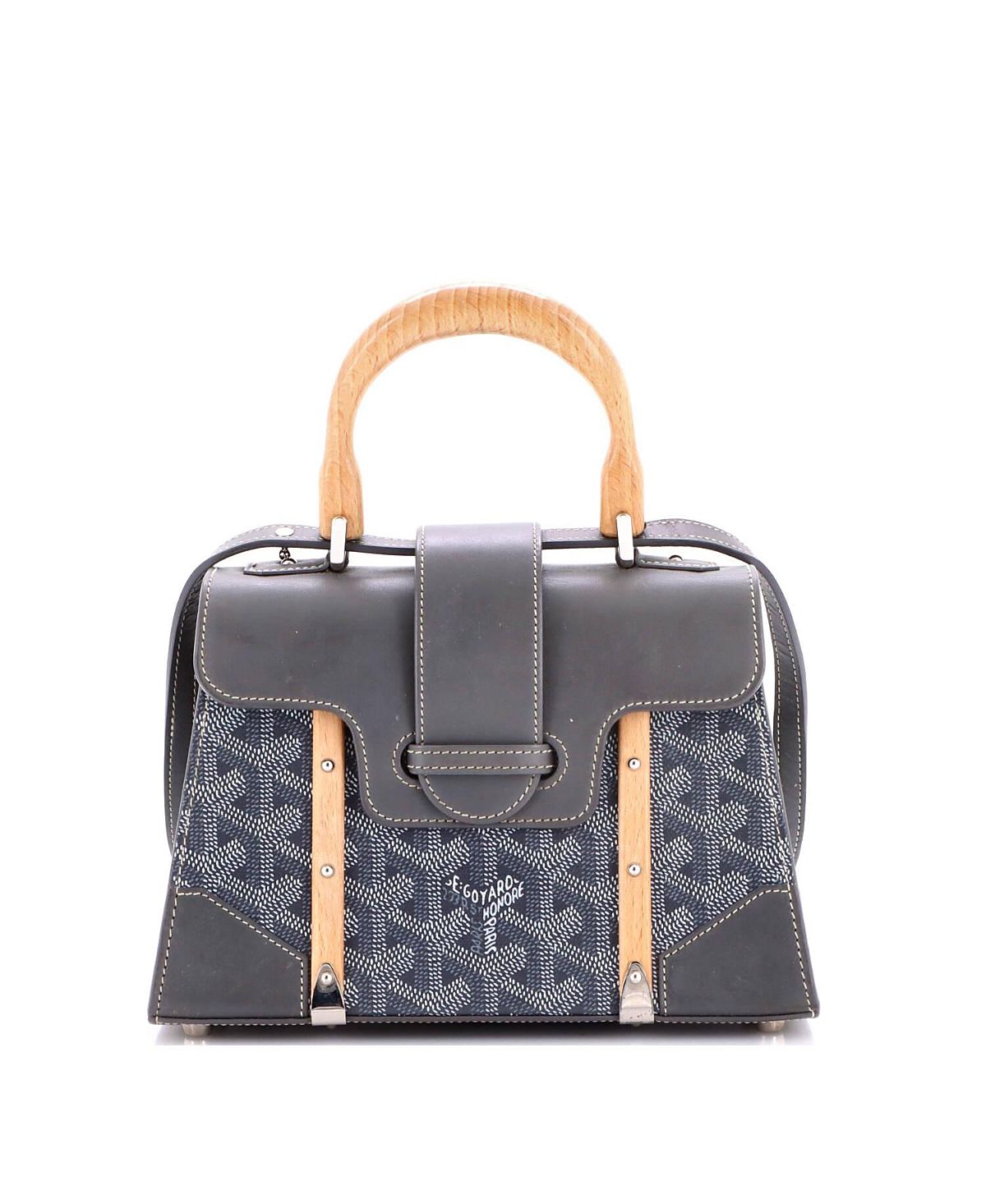 Pre-Owned Goyard Mini Structured Saigon Top Handle Bag Coated Canvas with Leather