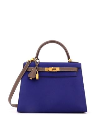 Kelly 28 Handbag Bicolor Epsom with Brushed Gold Hardware