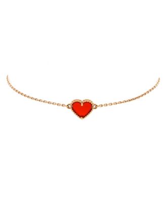 Sweet Alhambra Heart Bracelet 18K Rose Gold with Carnelian