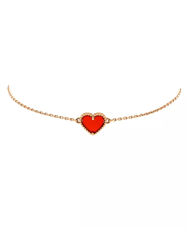 Pre-Owned Van Cleef & Arpels Sweet Alhambra Heart Bracelet 18K Rose Gold with Carnelian