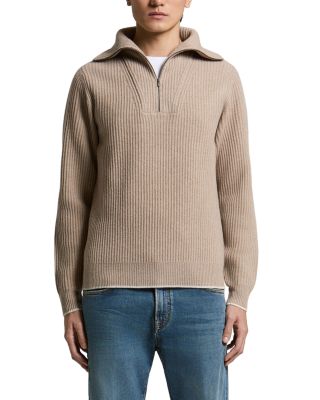 Cable Knit Extra Fine Wool & Cashmere Half Zip Sweater