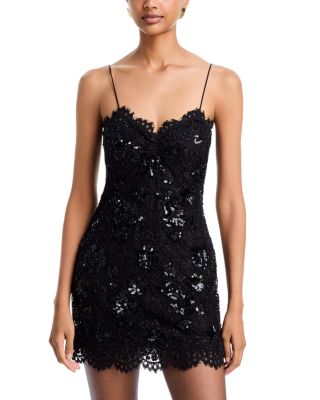 LoveShackFancy Jetta Embellished Lace Mini Dress
