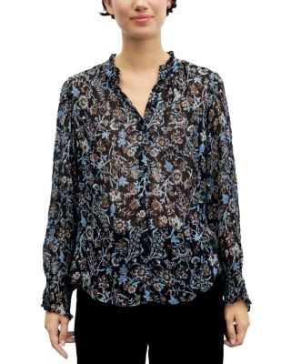 Linda Printed Ruffle Collar Blouse