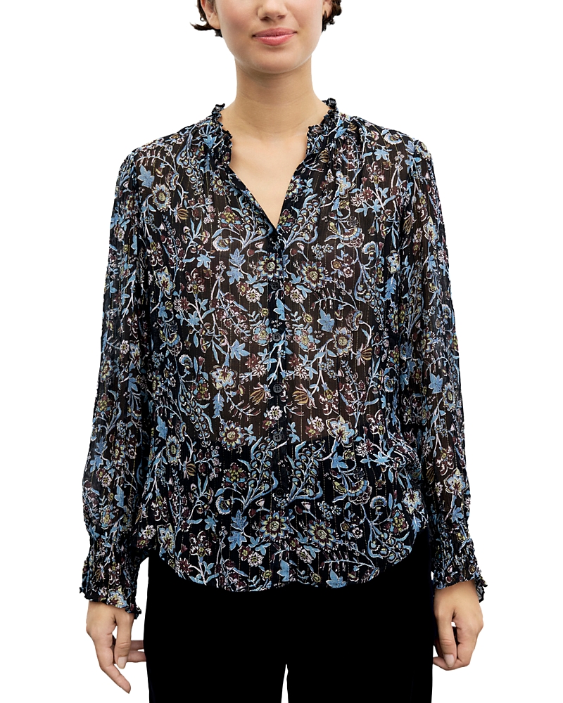 Gerard Darel Linda Printed Ruffle Collar Blouse