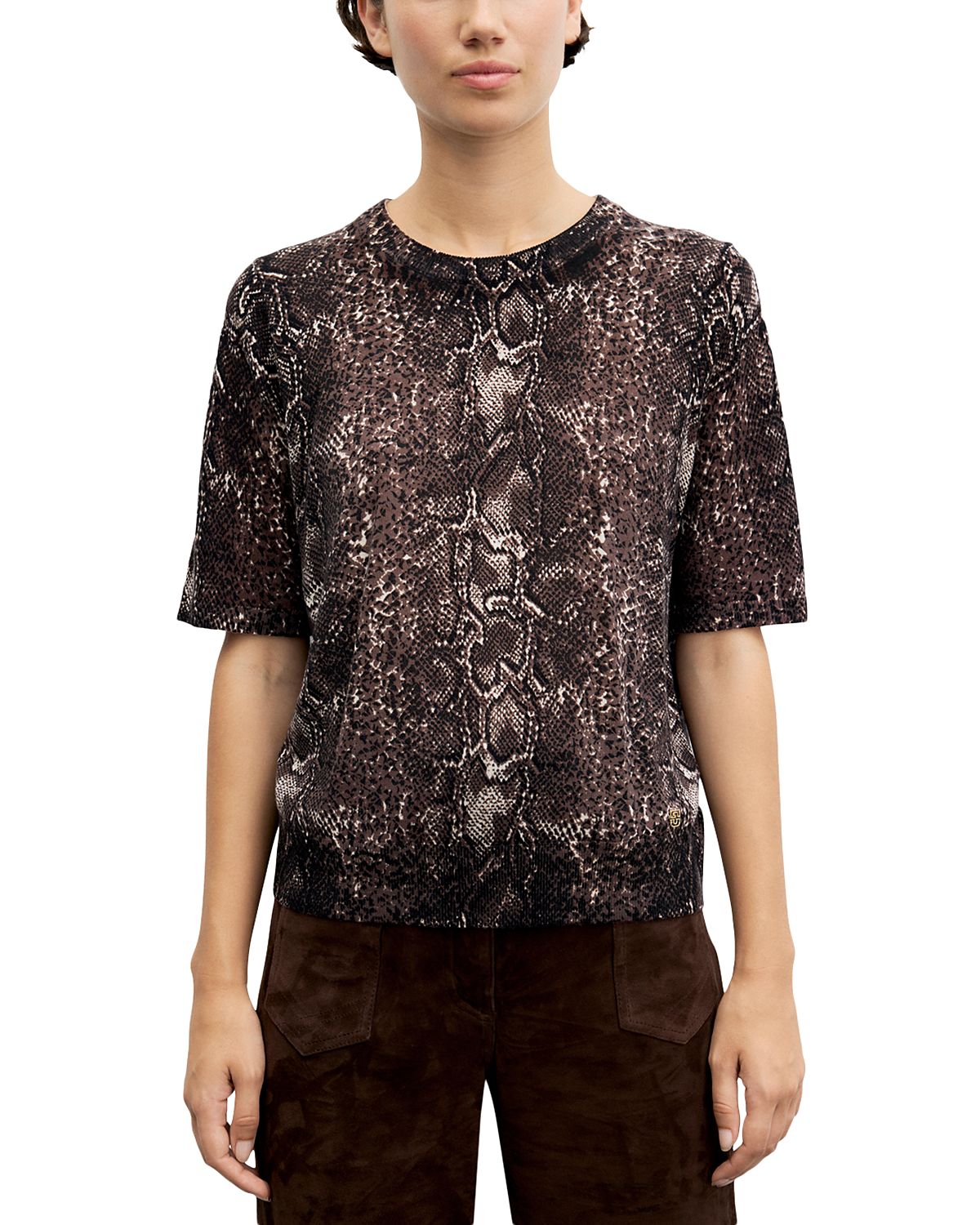 Gerard Darel Rosa Wool Printed Short Sleeve Sweater