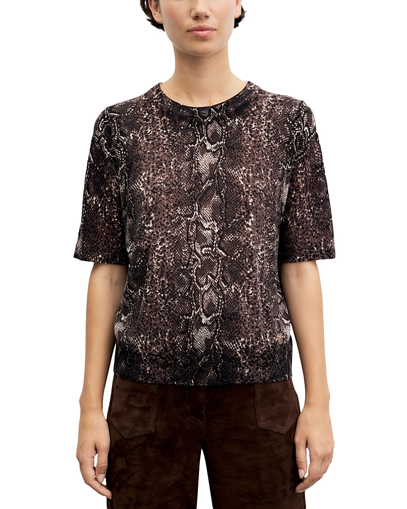 Gerard Darel Rosa Wool Printed Short Sleeve Sweater