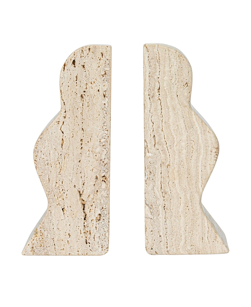 Storied Home Decorative Marble Wave Bookends - Blush